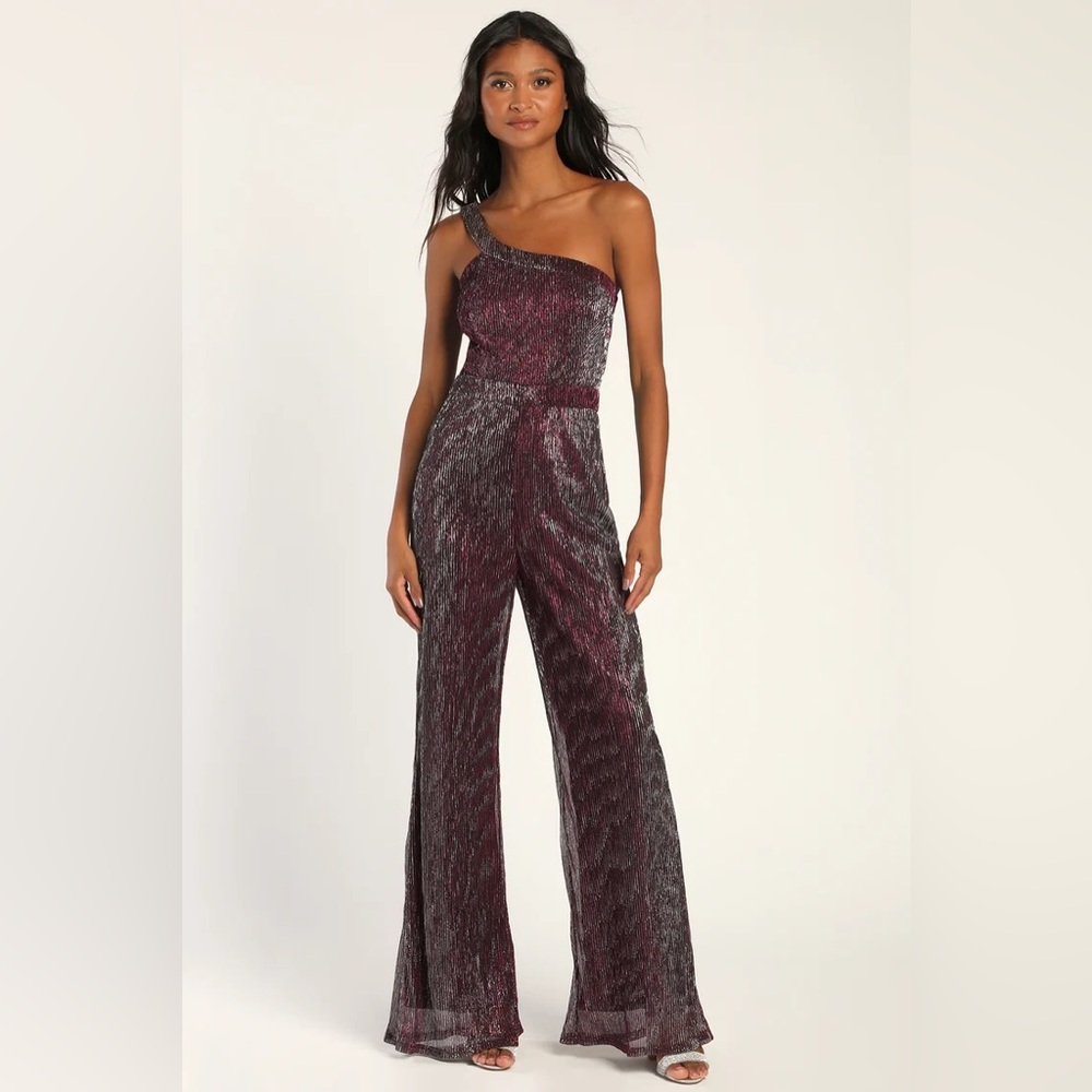 NWT LuLus Jumpsuit One-Shoulder Wide Leg Jumpsuit XL New Years Eve Outfit